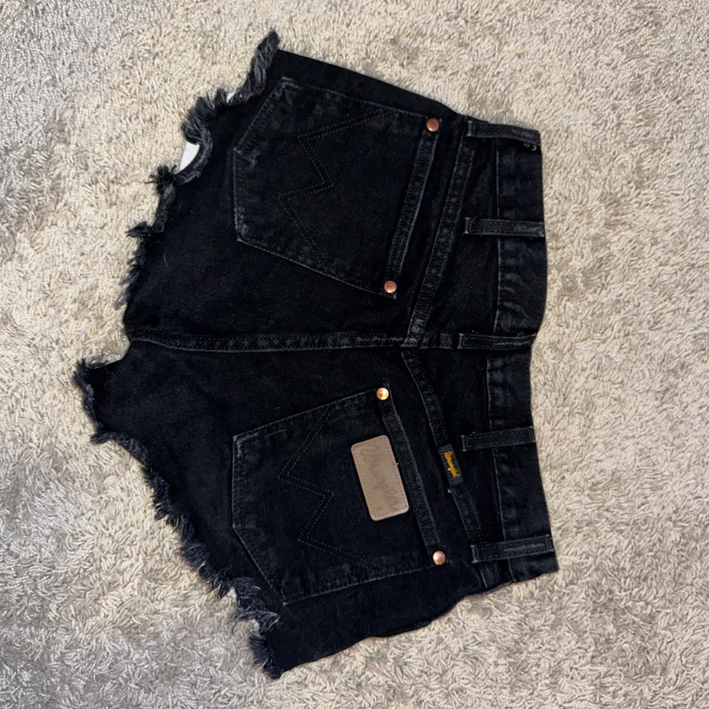 Black Denim Wrangler Shorts